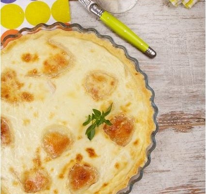 Receta Ybarra quiche de pera con queso de cabra