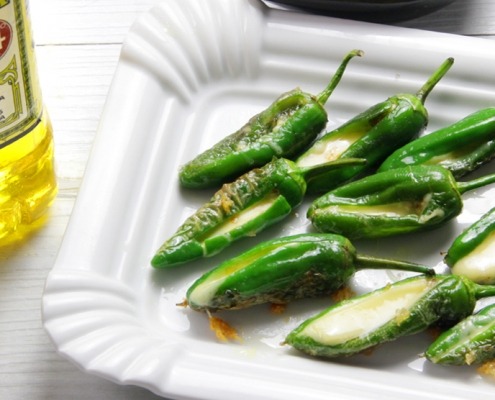 recetas Ybarra pimientos del padron con queso