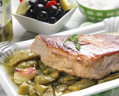 judias verdes Ybarra con atún plancha