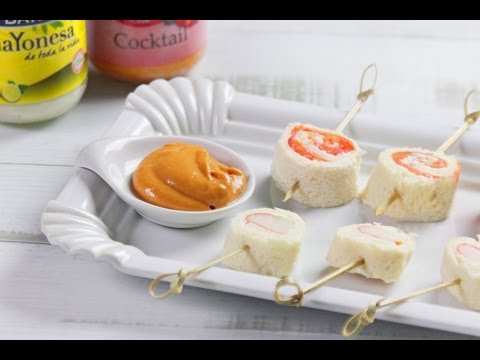 Rollitos de Pan de Molde, Salmón y Mayonesa Ybarra