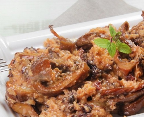 revuelto de setas y morcilla ybarra