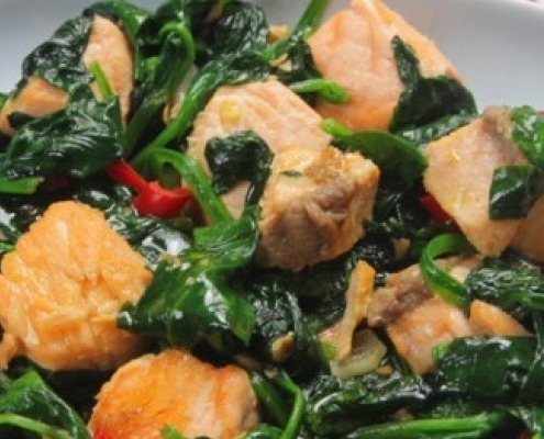 receta yarra de salmón con espinacas