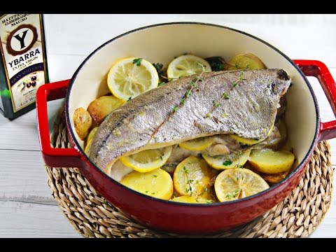 Pescadilla al horno con hierbas, limón y Virgen Extra Ybarra