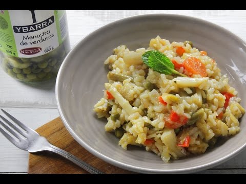 Arroz con verduras Ybarra y bacalao