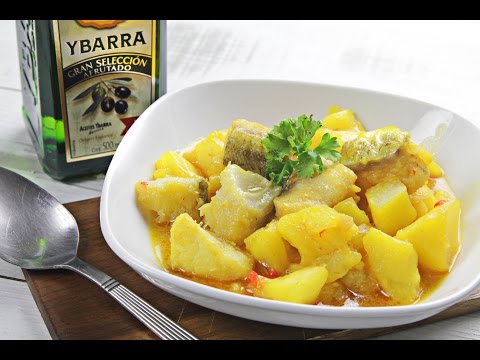 Guiso de Patatas con Bacalao y Virgen Extra Ybarra