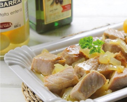 Lomo de cerdo encebollado