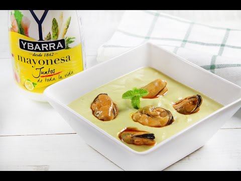Crema fría de espárragos y mayonesa Ybarra