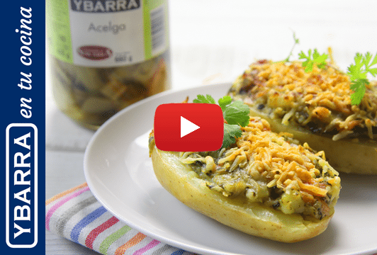 Patatas rellenas de acelgas Ybarra a la crema
