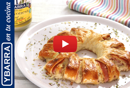 Corona de jamón york y queso con mayonesa Ybarra