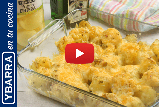 Patatas Ybarra al ajillo gratinadas