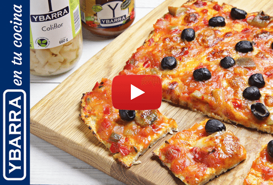 Pizza con base de coliflor Ybarra