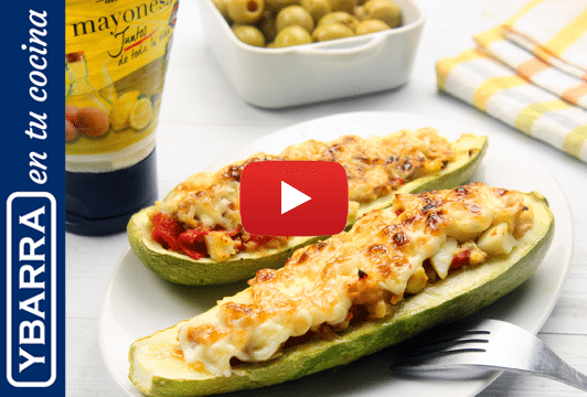 Calabacines rellenos gratinados con mayonesa