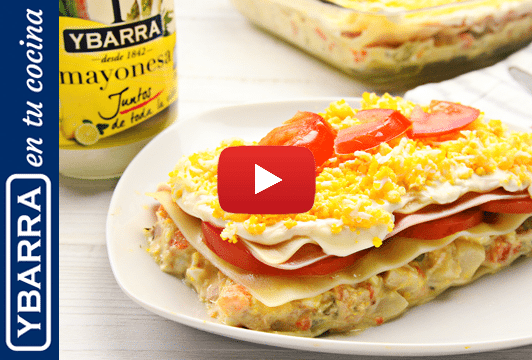 Lasaña de verano con mayonesa Ybarra