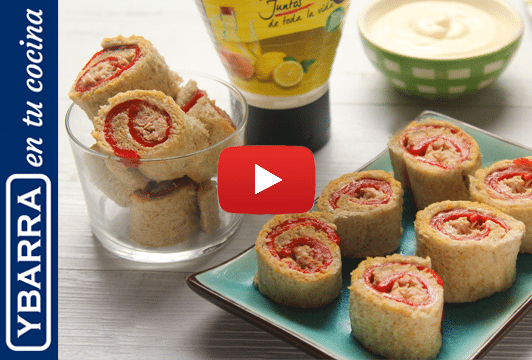 Rollitos de pimiento y atún con mayonesa Ybarra