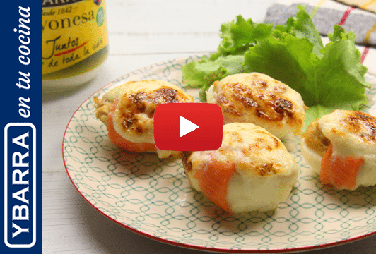 Huevos rellenos gratinados