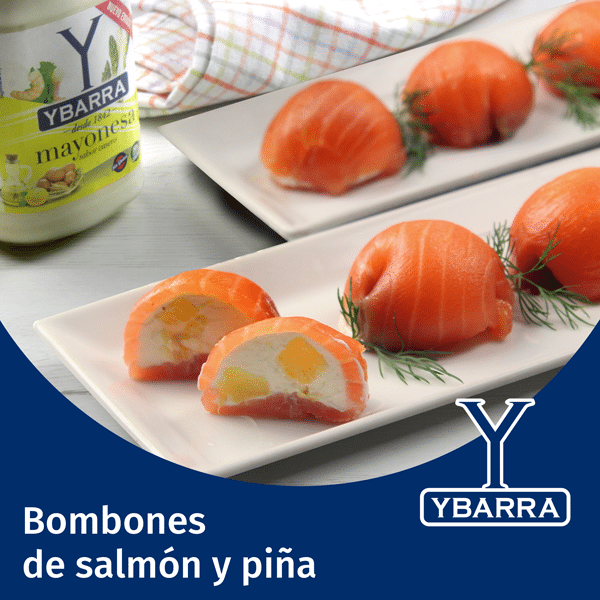 Bombones de salmón y piña con mayonesa