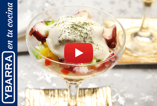 Aperitivo de Navidad: cocktail con espuma de mayonesa Ybarra