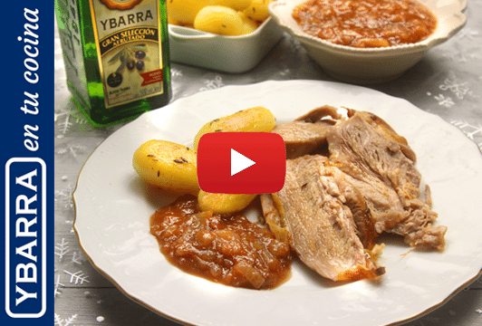 Cordero asado con salsa de membrillo