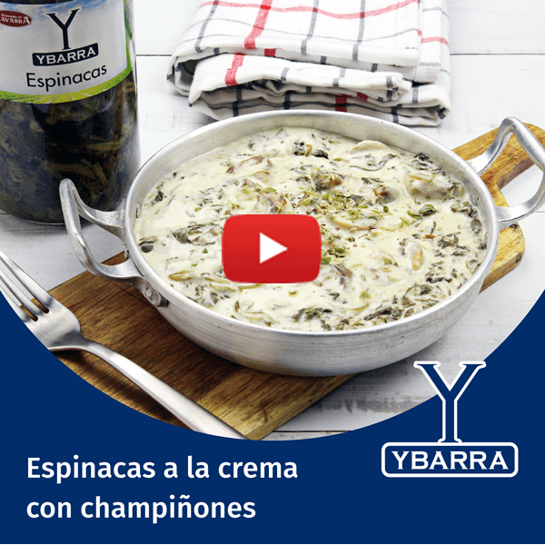 Espinacas Ybarra a la crema con champiñones