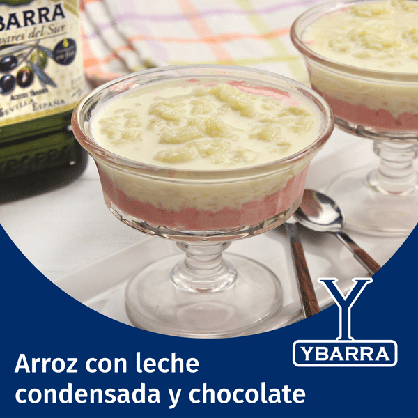 Copitas de arroz con leche condensada y chocolate