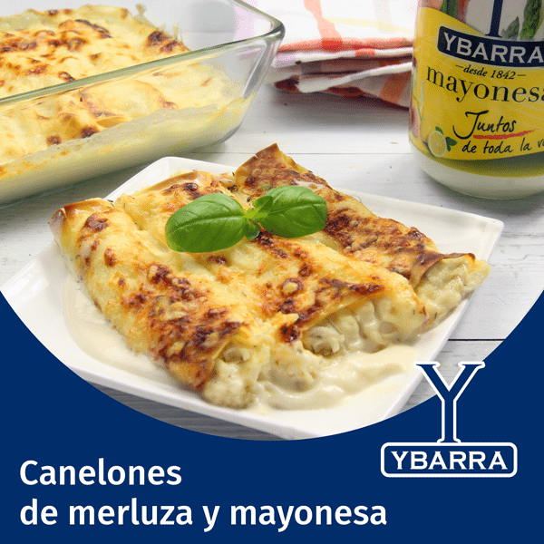 Canelones de merluza y mayonesa