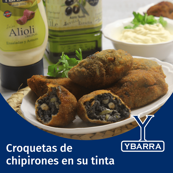 Croquetas de chipirones en su tinta