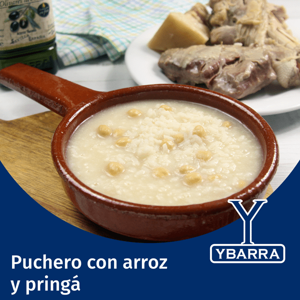 Puchero con arroz y pringá