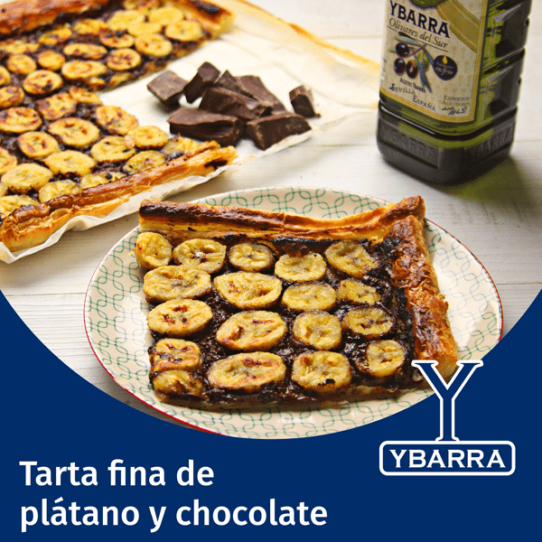 Tarta fina de chocolate y plátano