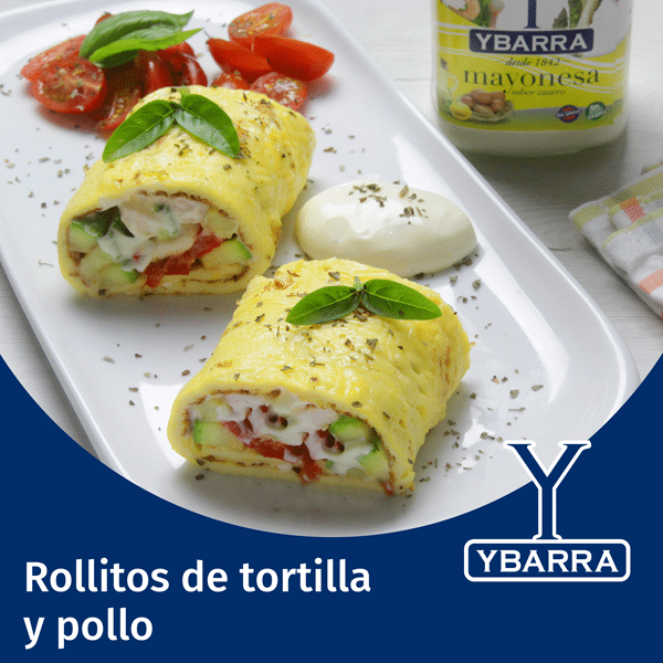 Rollitos de tortilla y pollo