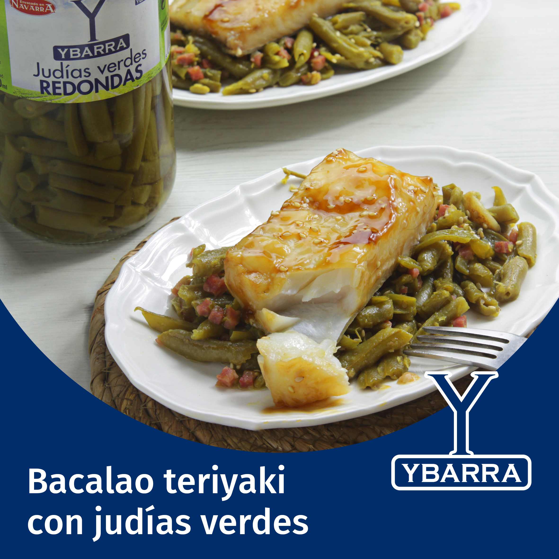 Bacalao al teriyaki con judías verdes