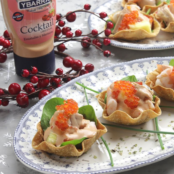 Cestitas de Navidad con salsa Cocktail Ybarra