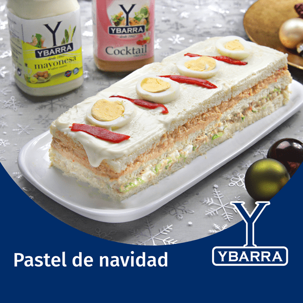 Pastel de Navidad con mayonesa y Cocktail Ybarra