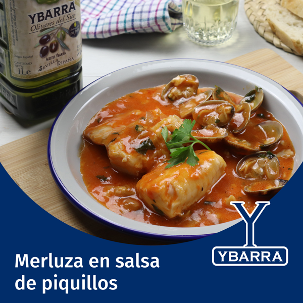 Merluza con salsa de piquillos