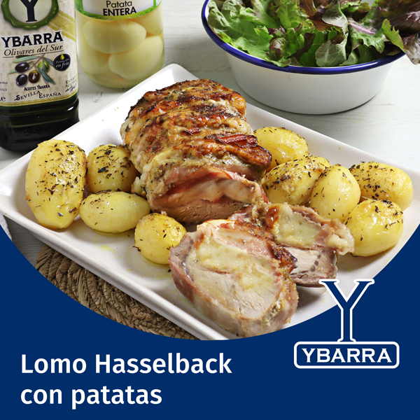 Lomo Hasselback con patatas al horno