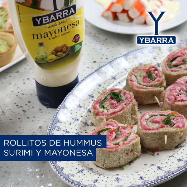 Rollitos de hummus y mayonesa