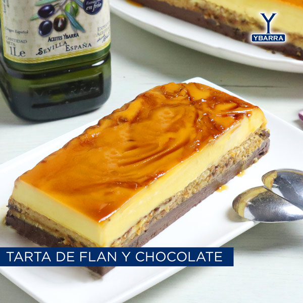Tarta de flan y chocolate