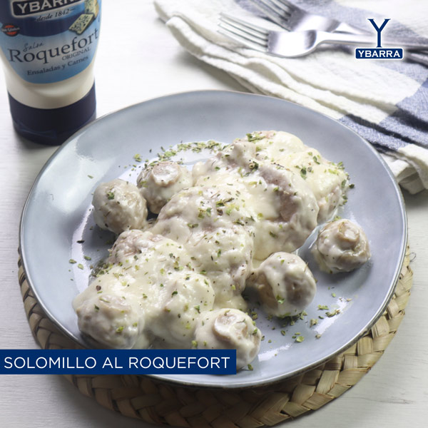 Solomillo con Champiñones al Roquefort