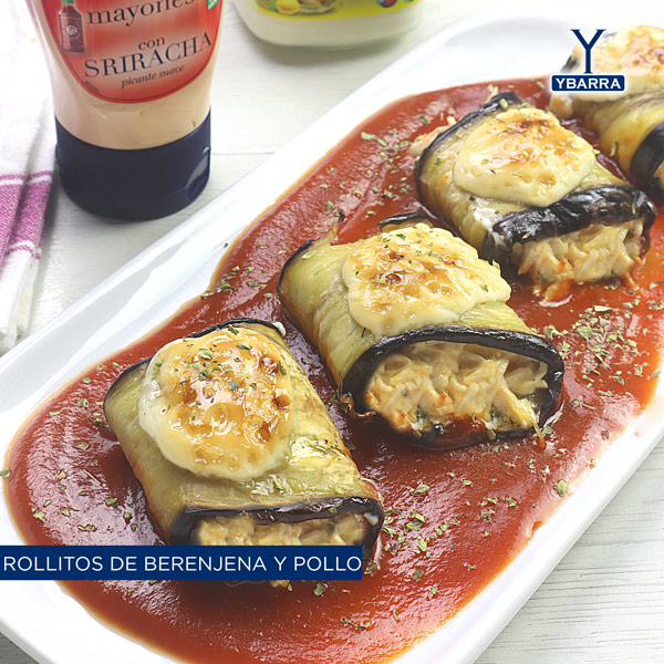 Rollitos de berenjena y pollo
