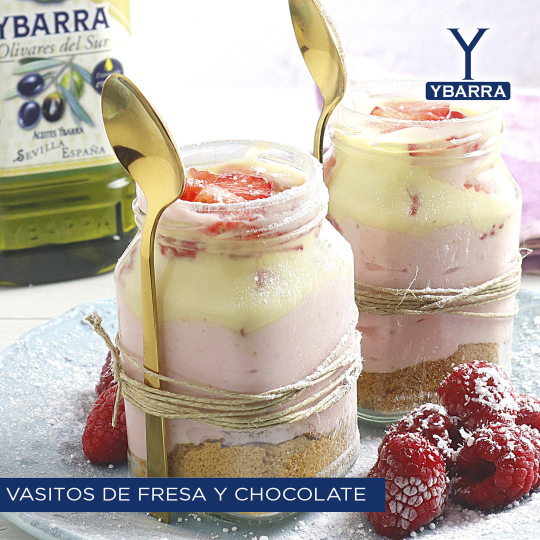 Vasitos de fresa y chocolate