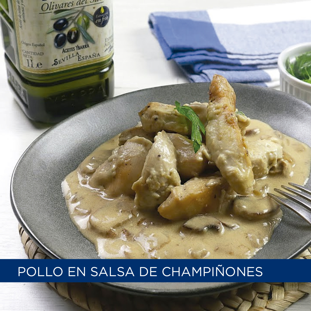 Pollo en salsa de champiñones