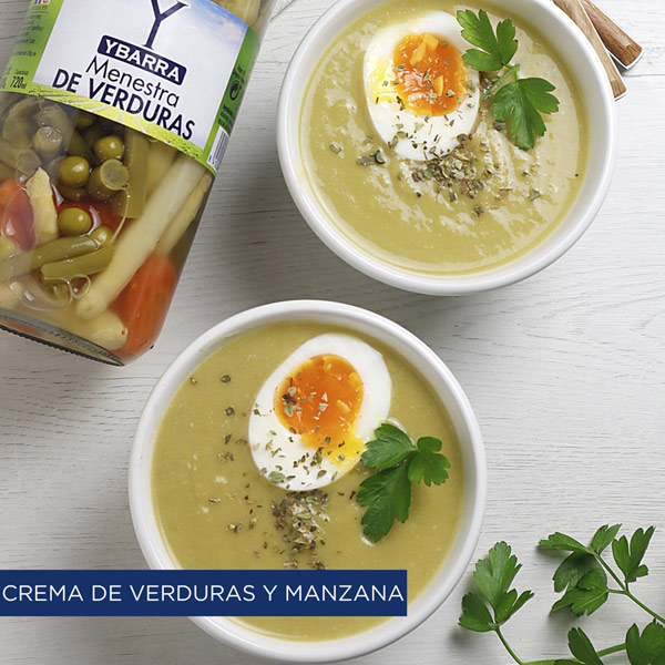 Crema de verduras y manzana