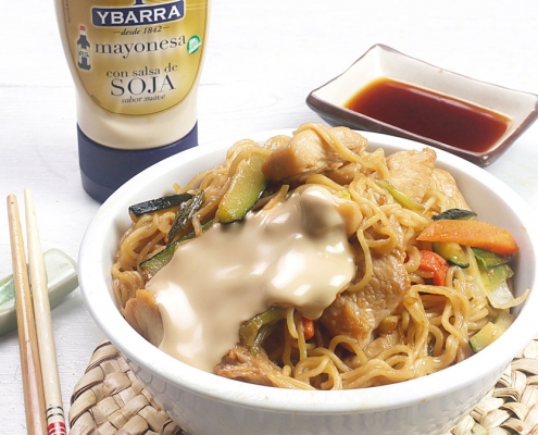 receta ybarra fideos chinos con pollo y mayonesa en salsa de soja