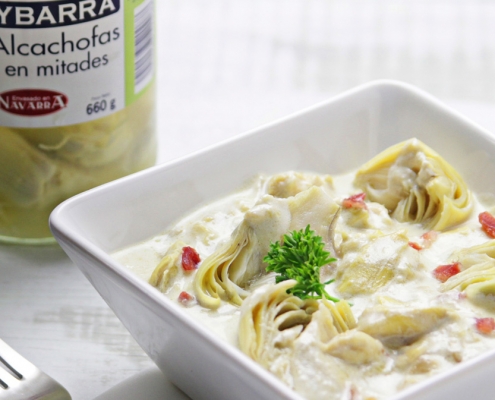 alcachofas a la carbonara