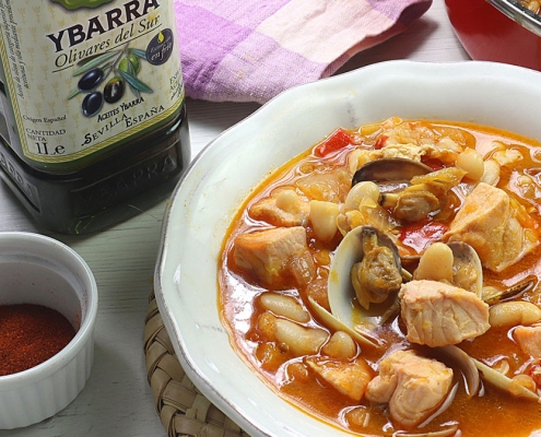 recetas ybarra alubias con salmon y aceite virgen extra