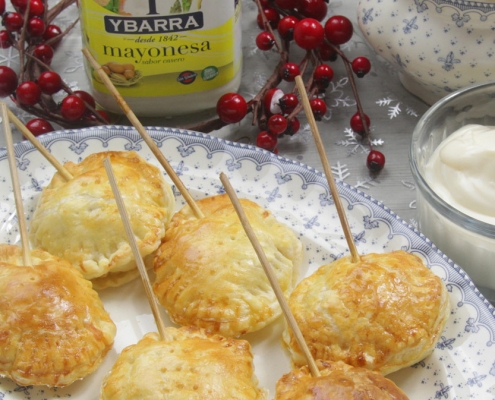 aperitivos de navidad recetas ybarra de piruletas con jamon, queso y mayonesa
