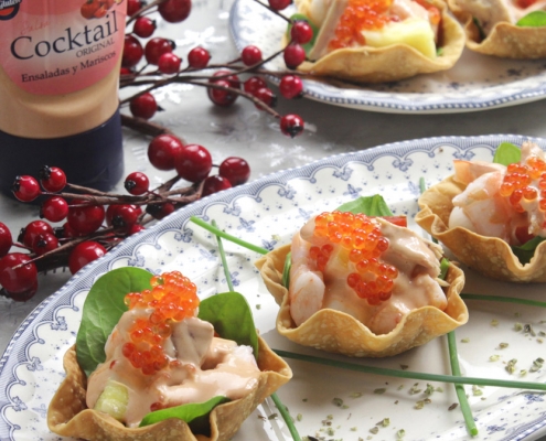 recetas ybarra cestitas de salsa cocktail para navidad