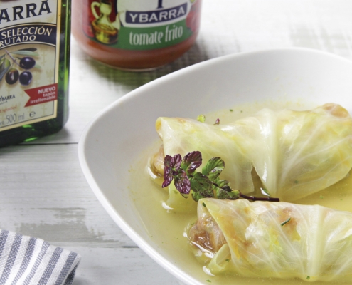 recetas ybarra col rellena de tomate frito con aceite virgen extra