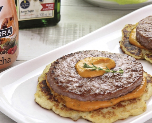 recetas ybarra crepa burguer de salsa gaucha y aceite de oliva afrutado