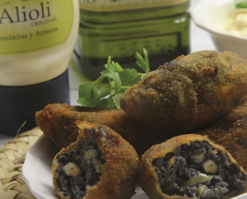 recetas ybarra croquetas con chipirones salsa alioli y aceite de oliva afrutado