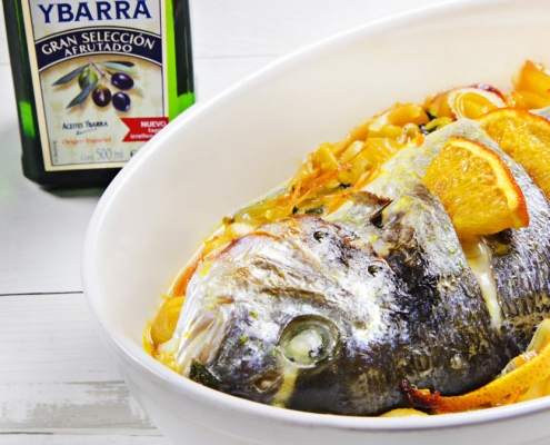 recetas ybarra dorada a la naranja con aceite de oliva afrutado